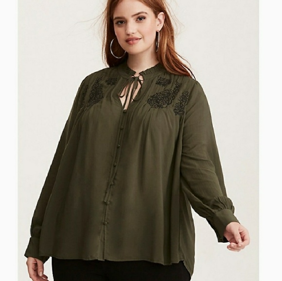 torrid Tops - Torrid Army Green Blouse NWOT